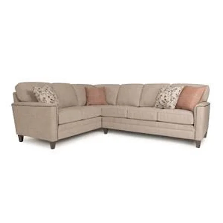 Customizable 2-Piece Sectional with Art Deco Arms, Tapered Legs and Semi-attached back